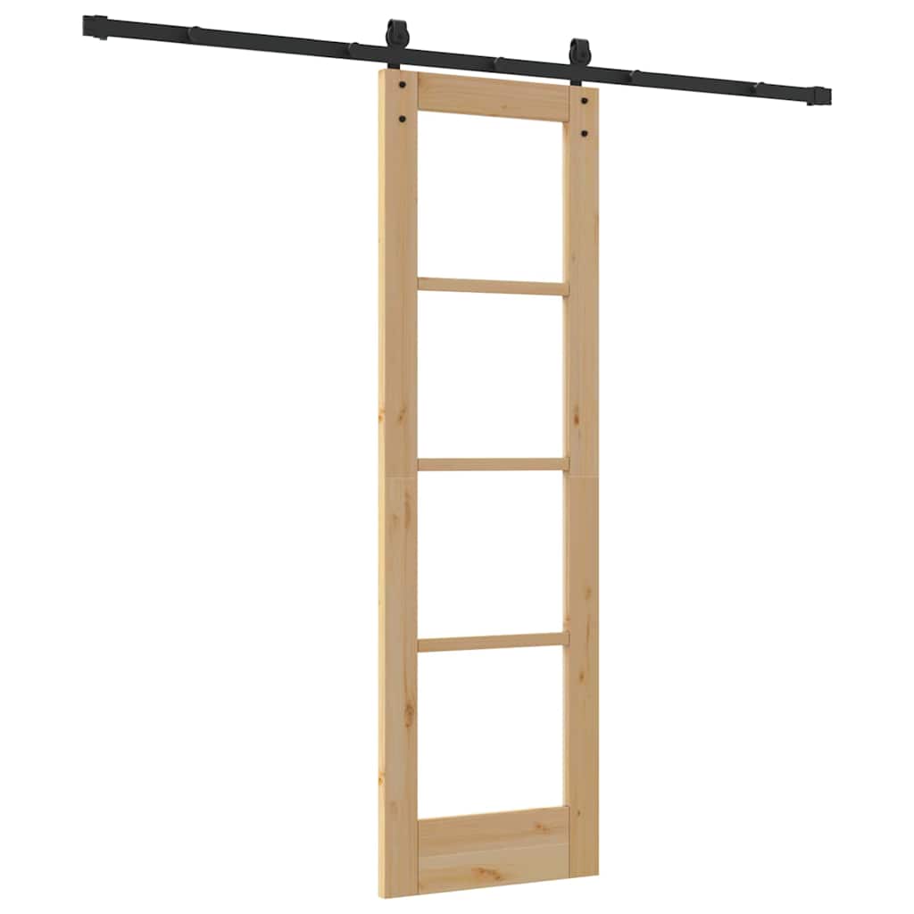 Porta scorrevole ORKDAL in legno massello di pino e vetro 61 x 198,5 cm naturale