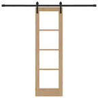 Porta scorrevole ORKDAL in legno massello di pino e vetro 61 x 198,5 cm naturale