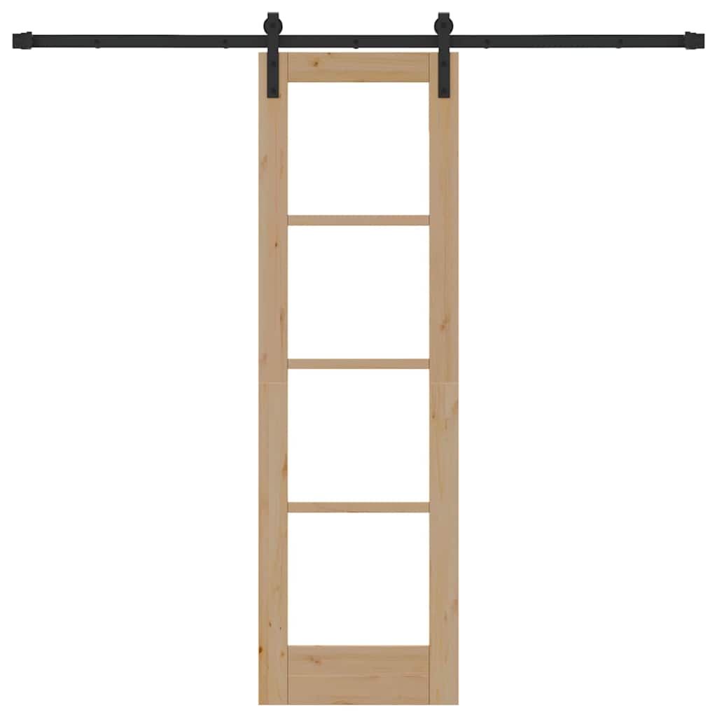 Porta scorrevole ORKDAL in legno massello di pino e vetro 61 x 198,5 cm naturale