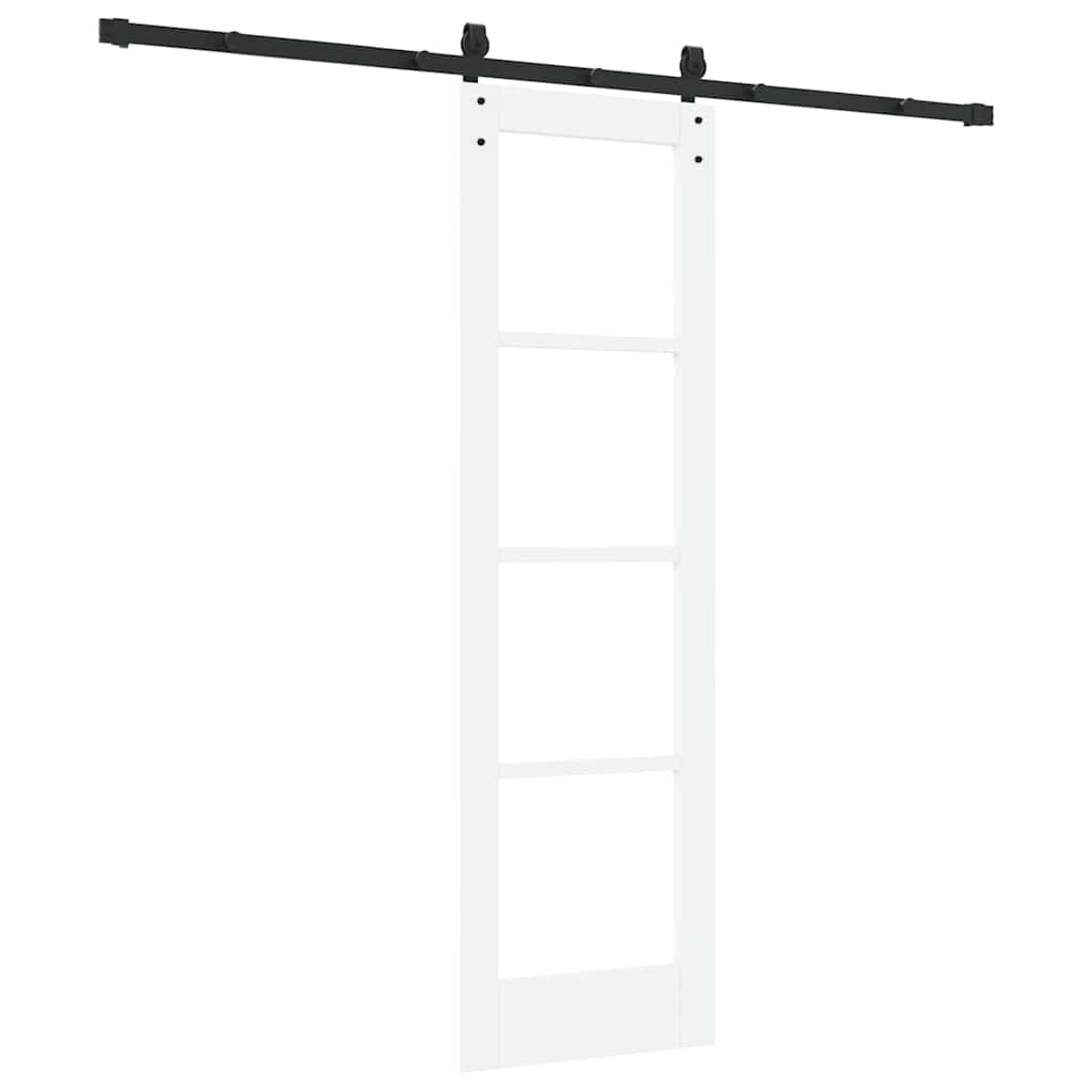 Porta scorrevole ORKDAL bianca 61 x 198,5 cm in legno massello di pino e vetro