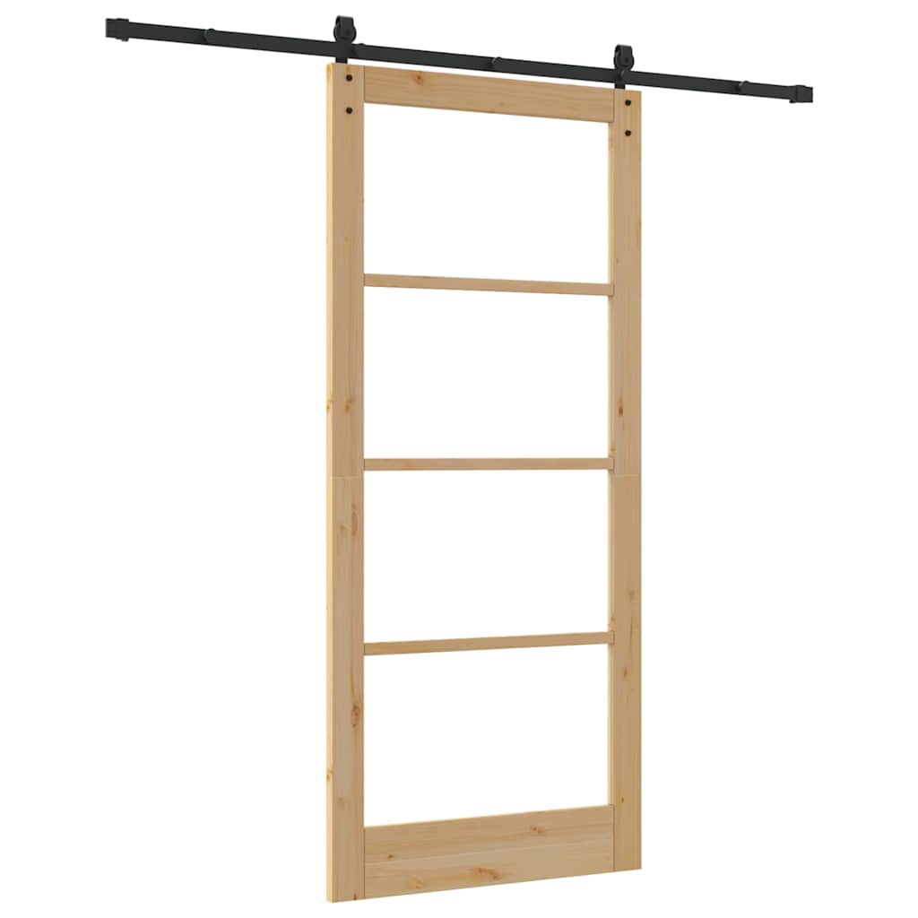 Porta scorrevole ORKDAL in legno massello di pino e vetro naturale 93 x 211 cm
