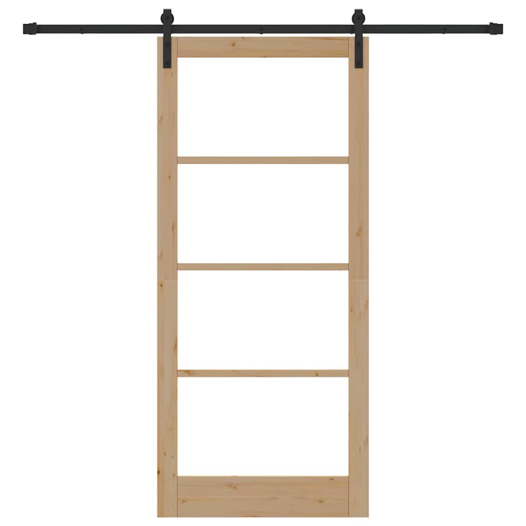Porta scorrevole ORKDAL in legno massello di pino e vetro naturale 93 x 211 cm