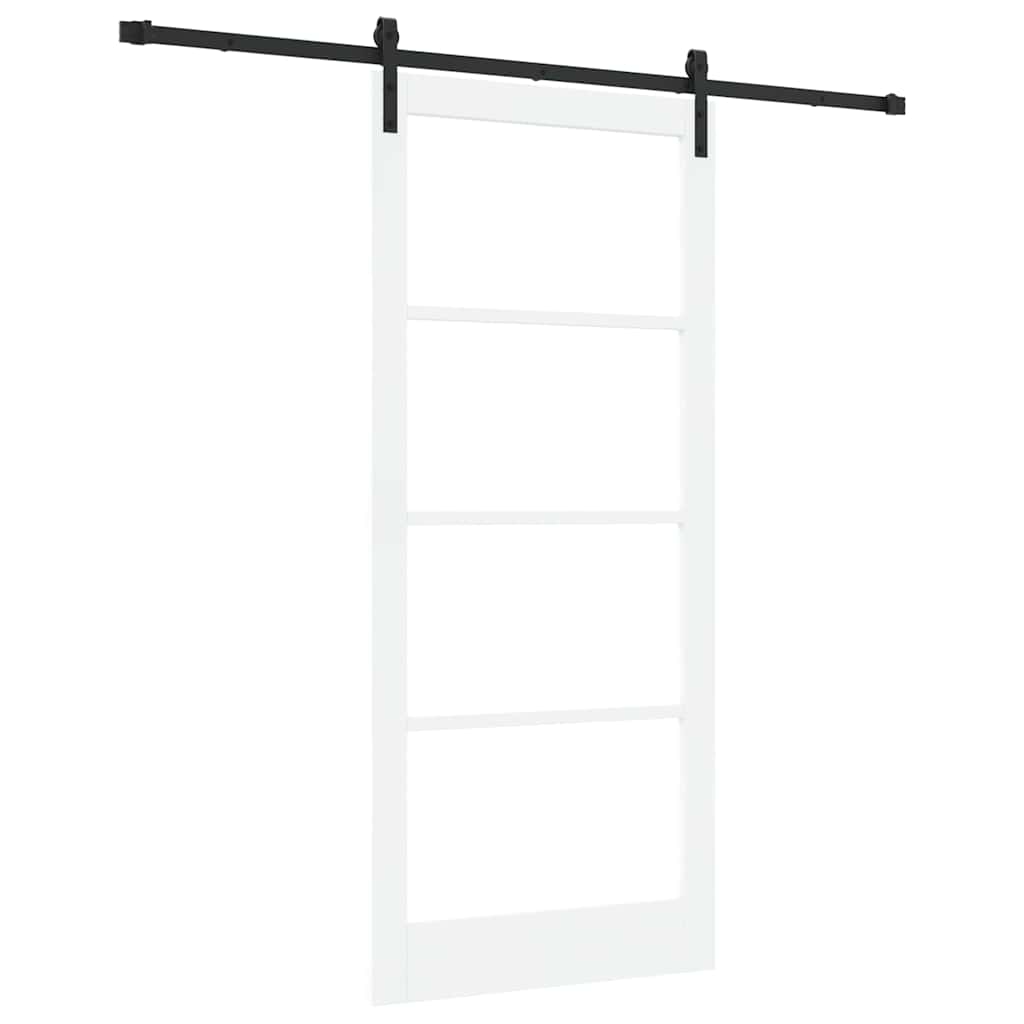 Porta scorrevole ORKDAL bianca 93 x 211 cm in legno massello di pino e vetro