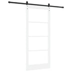 Porta scorrevole ORKDAL bianca 93 x 211 cm in legno massello di pino e vetro