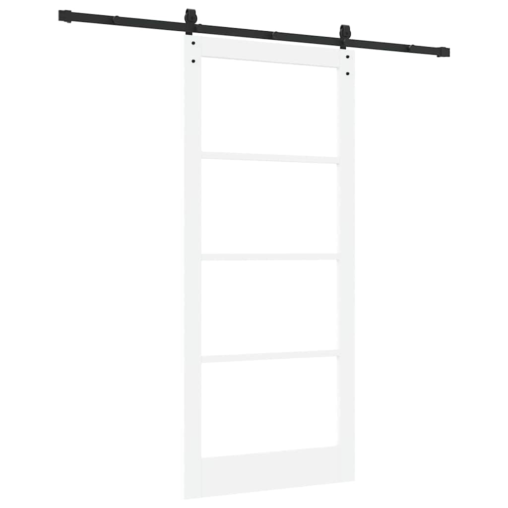 Porta scorrevole ORKDAL bianca 93 x 211 cm in legno massello di pino e vetro