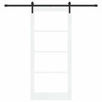 Porta scorrevole ORKDAL bianca 93 x 211 cm in legno massello di pino e vetro