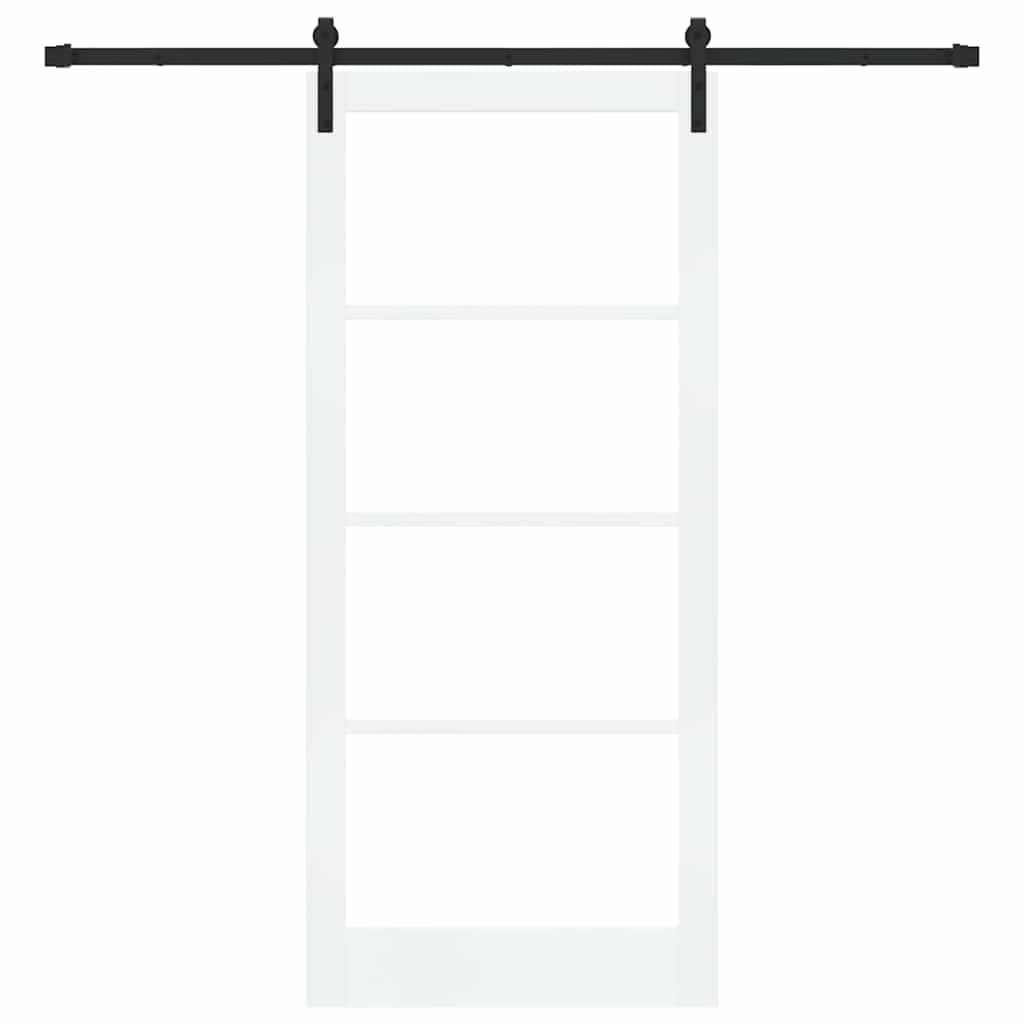 Porta scorrevole ORKDAL bianca 93 x 211 cm in legno massello di pino e vetro
