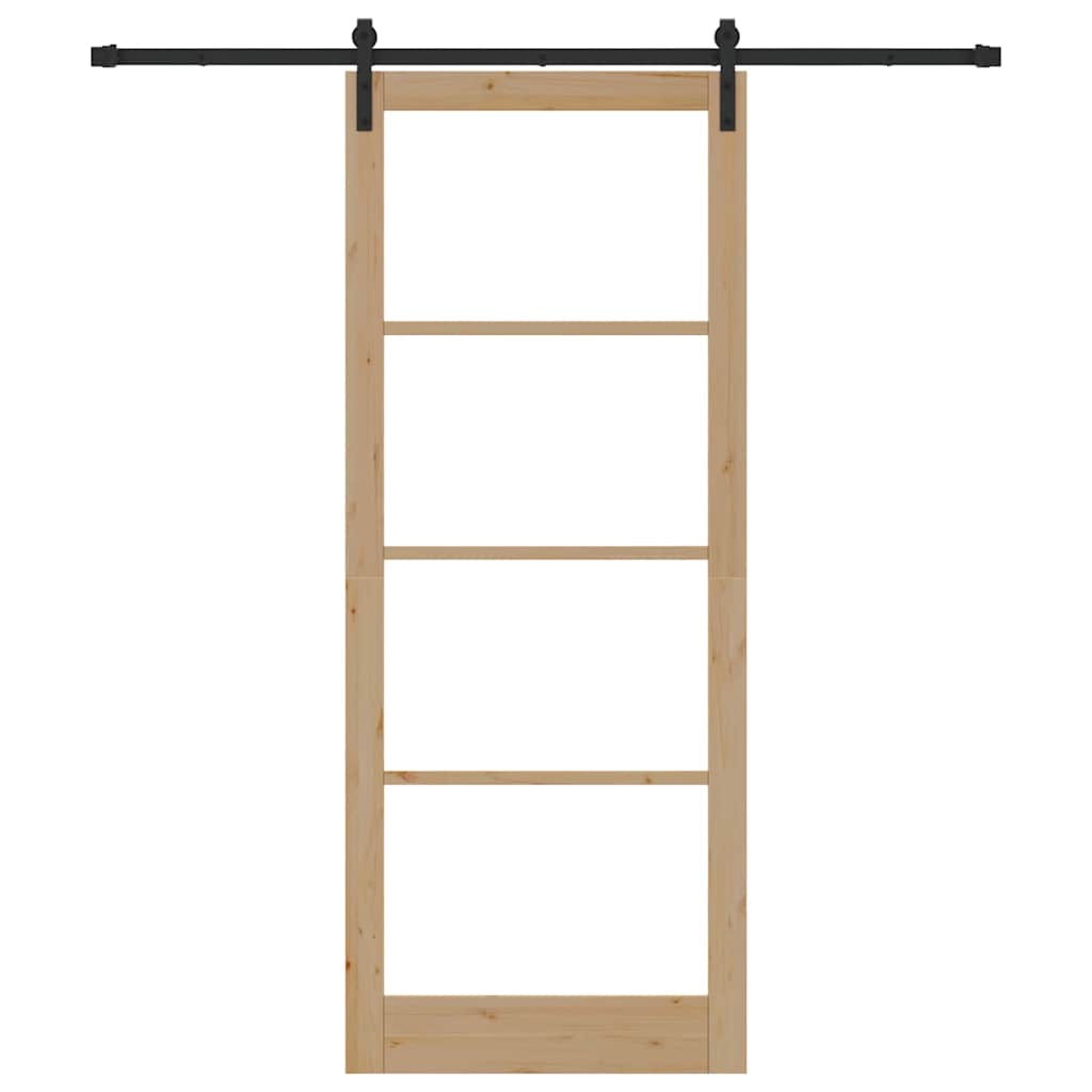 Porta scorrevole Orkdal in legno massello di pino e vetro marrone 93 x 232 cm