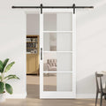 Porta scorrevole ORKDAL bianca 93 x 232 cm in legno massello e vetro