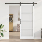 Porta scorrevole ORKDAL bianca 93 x 232 cm in legno massello e vetro