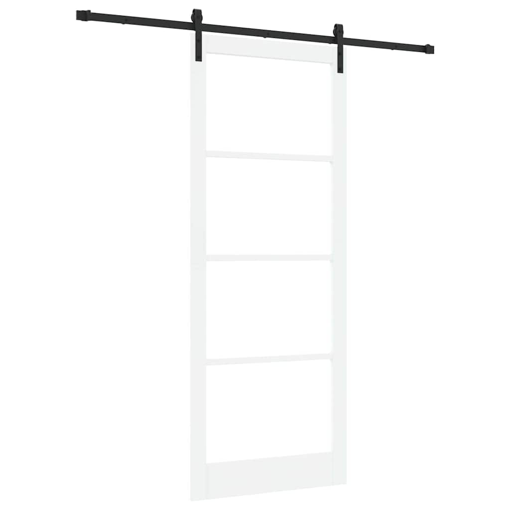 Porta scorrevole ORKDAL bianca 93 x 232 cm in legno massello e vetro