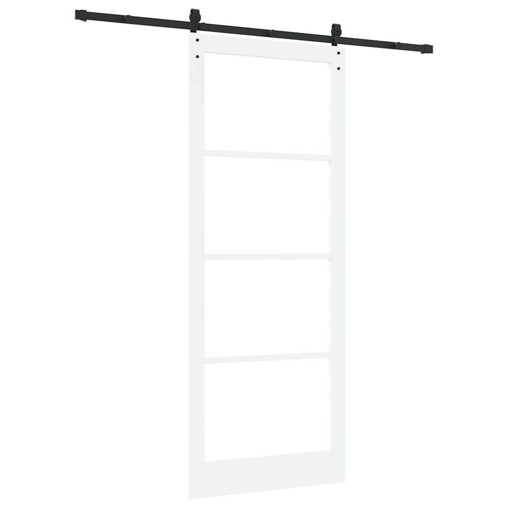 Porta scorrevole ORKDAL bianca 93 x 232 cm in legno massello e vetro