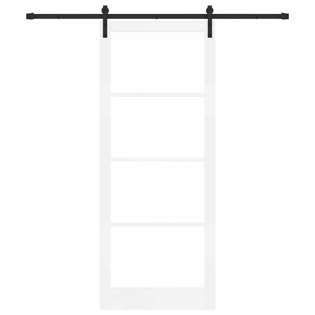 Porta scorrevole ORKDAL bianca 93 x 232 cm in legno massello e vetro