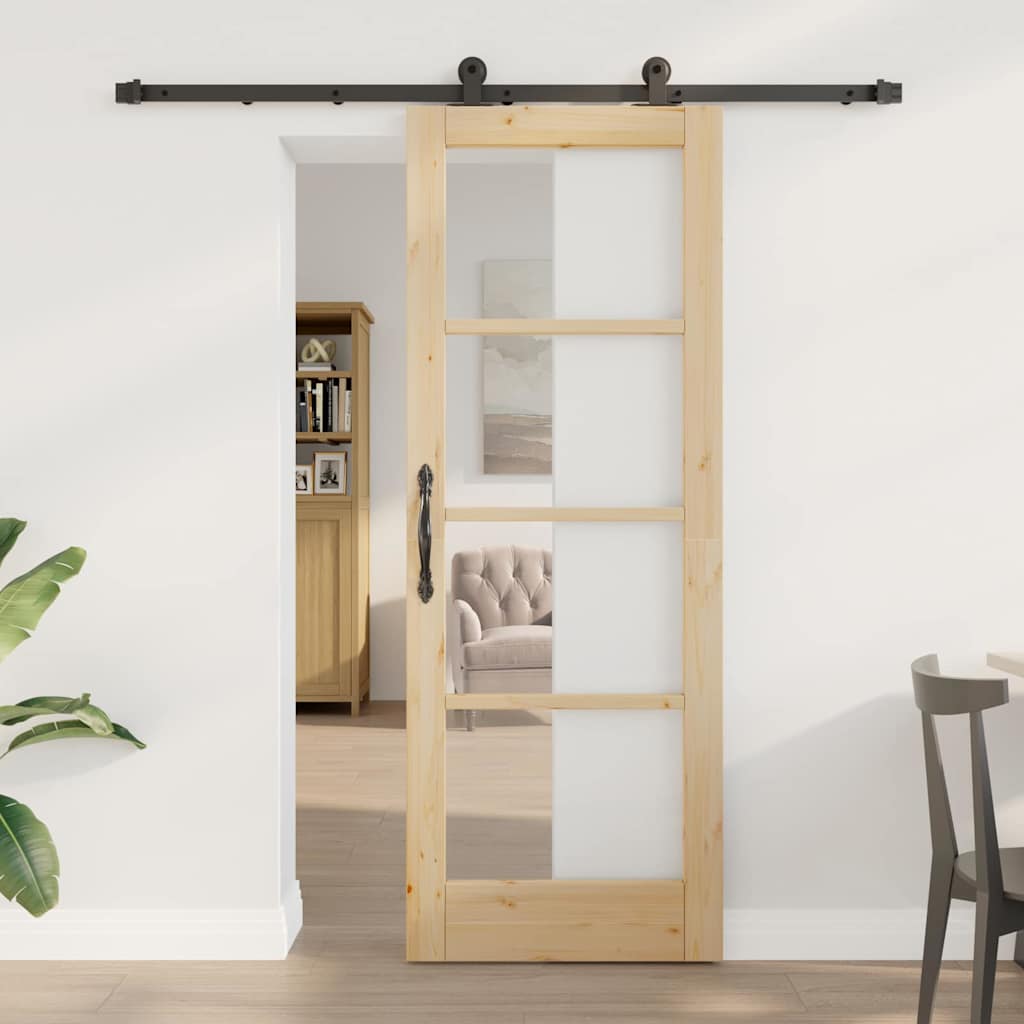 Porta Scorrevole ORKDAL Naturale e Nero 73,5 x 198,5 cm