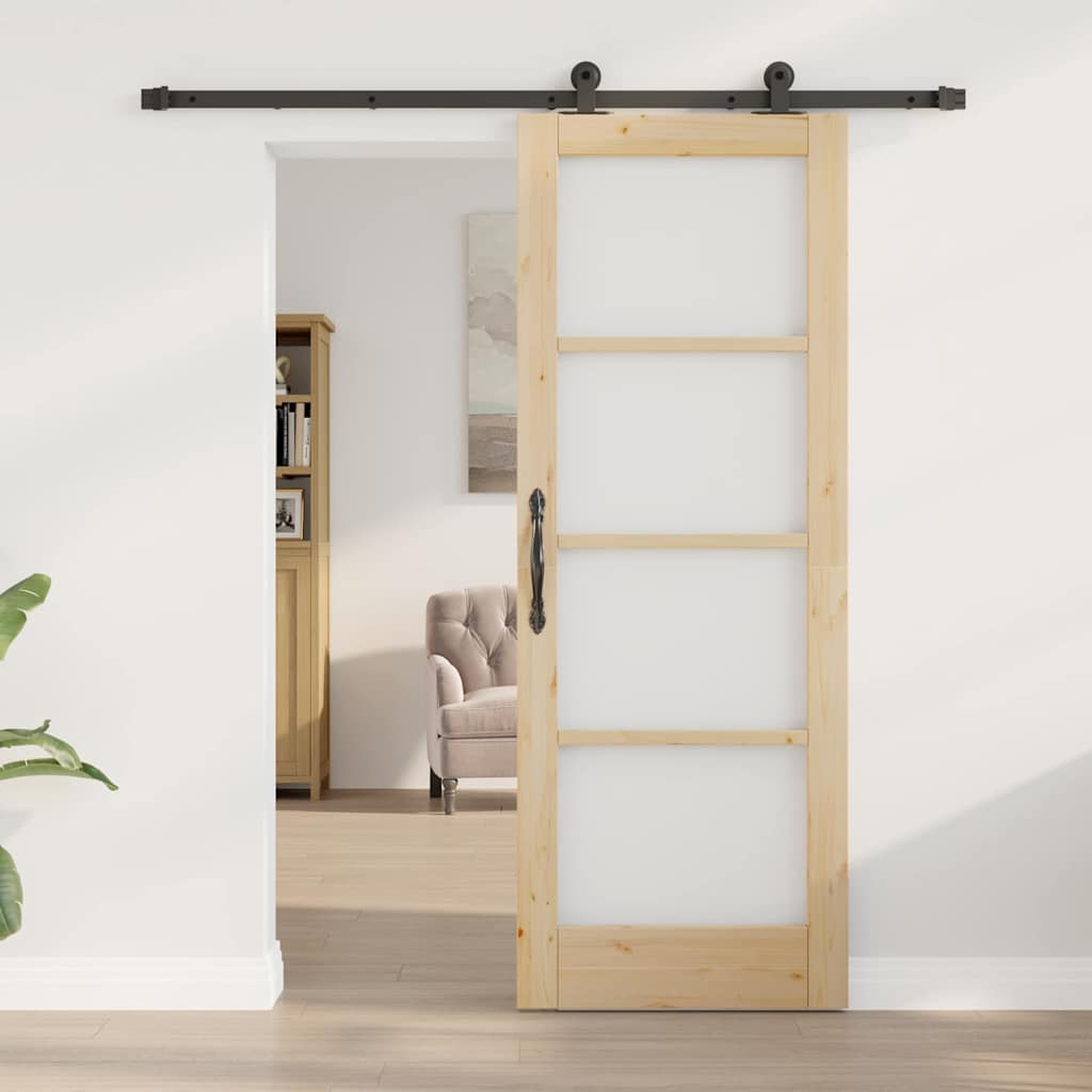 Porta Scorrevole ORKDAL Naturale e Nero 73,5 x 198,5 cm