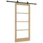 Porta Scorrevole ORKDAL Legno Naturale e Vetro Nero 93 x 202 cm