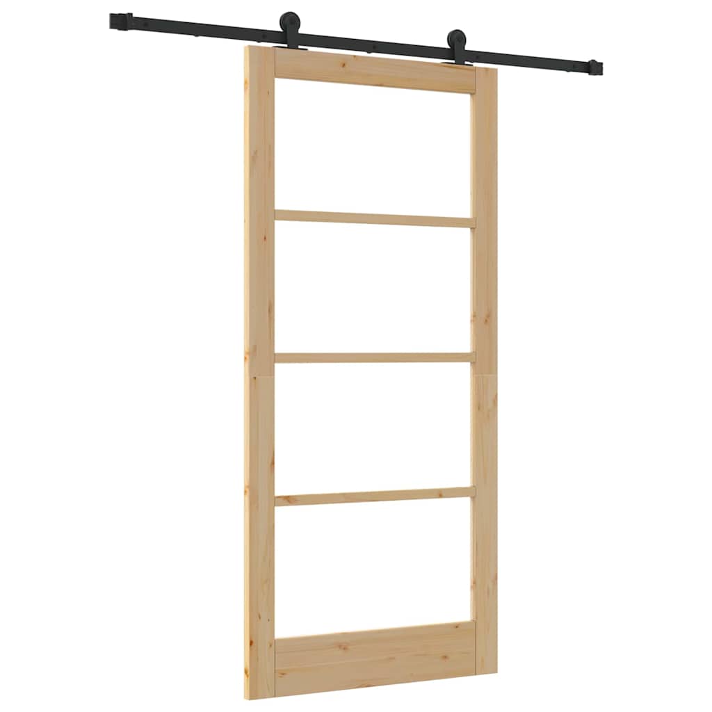 Porta Scorrevole ORKDAL Legno Naturale e Vetro Nero 93 x 202 cm