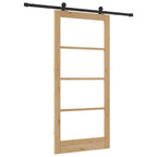 Porta Scorrevole ORKDAL Legno Naturale e Vetro Nero 93 x 202 cm