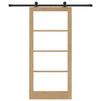 Porta Scorrevole ORKDAL Legno Naturale e Vetro Nero 93 x 202 cm
