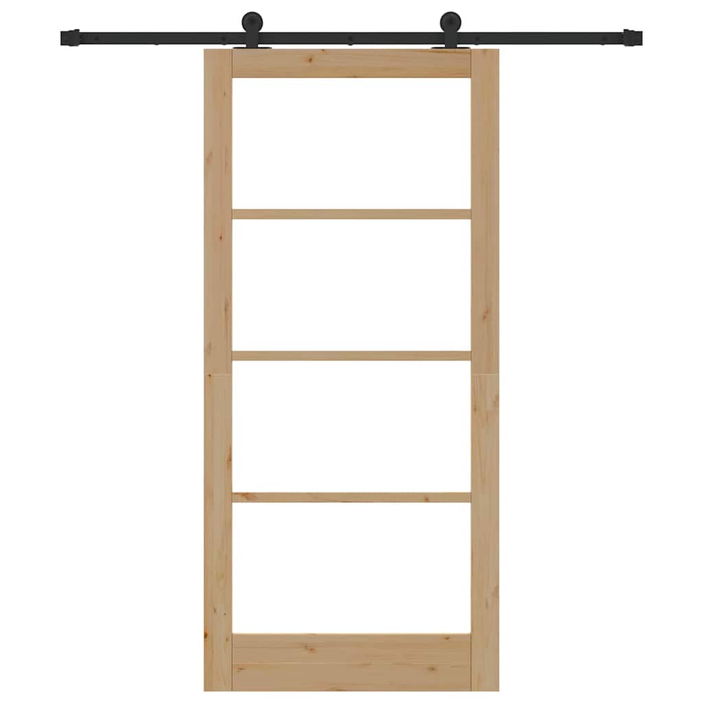 Porta Scorrevole ORKDAL Legno Naturale e Vetro Nero 93 x 202 cm