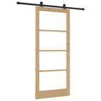 Porta Scorrevole ORKDAL Legno Pino e Vetro Naturale Nero 93x211 cm