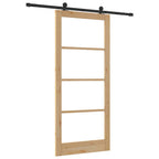 Porta Scorrevole ORKDAL Legno Pino e Vetro Naturale Nero 93x211 cm