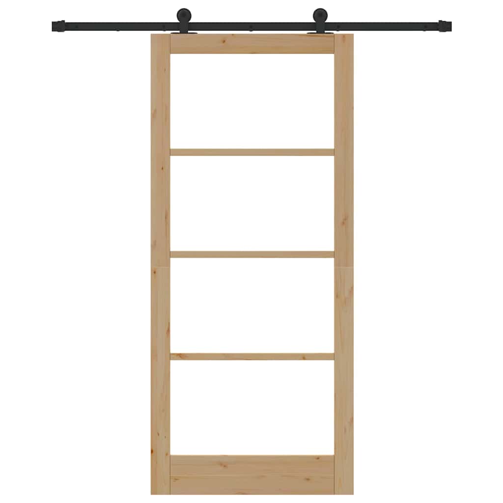 Porta Scorrevole ORKDAL Legno Pino e Vetro Naturale Nero 93x211 cm
