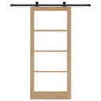 Porta Scorrevole ORKDAL Legno Pino e Vetro Naturale Nero 93x211 cm