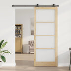 Porta Scorrevole ORKDAL Legno Naturale e Nero 93 x 232 cm