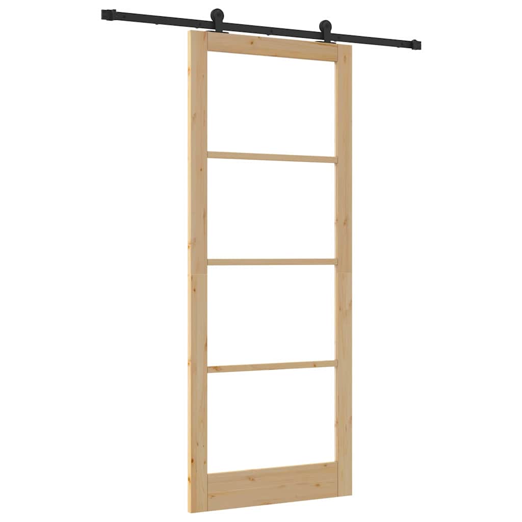 Porta Scorrevole ORKDAL Legno Naturale e Nero 93 x 232 cm