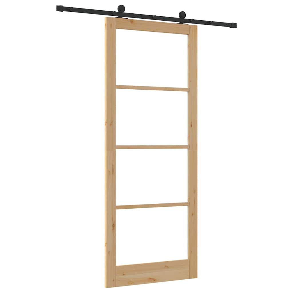 Porta Scorrevole ORKDAL Legno Naturale e Nero 93 x 232 cm