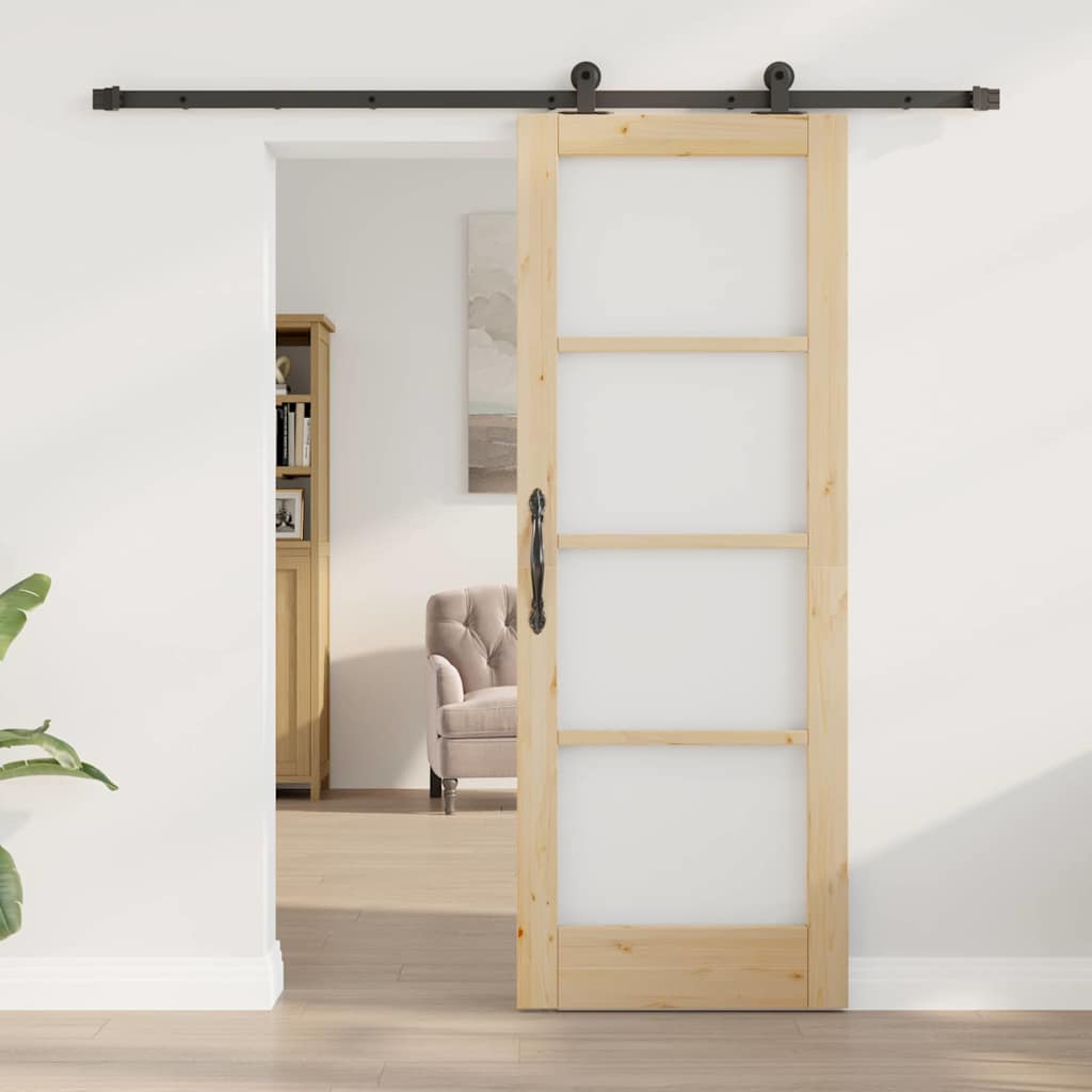 Porta Scorrevole ORKDAL Legno Naturale e Nero 73,5 x 198,5 cm