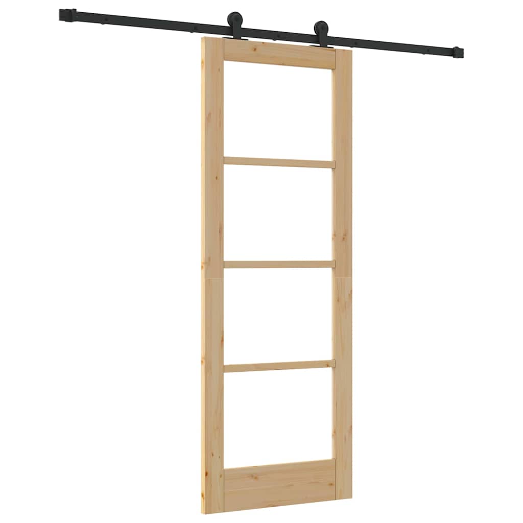 Porta Scorrevole ORKDAL Legno Naturale e Nero 73,5 x 198,5 cm