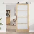 Porta Scorrevole ORKDAL Legno Naturale e Nero 93 x 202 cm