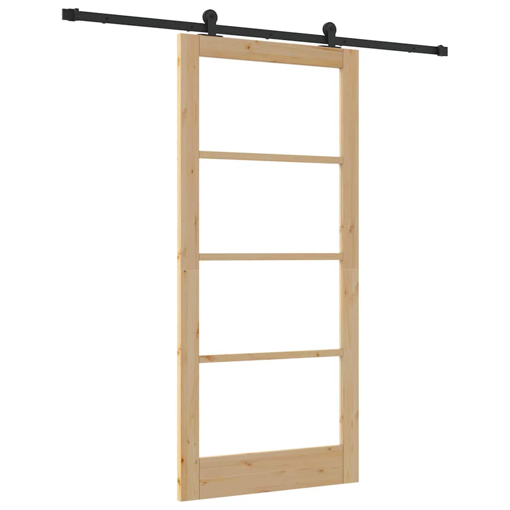 Porta Scorrevole ORKDAL Legno Naturale e Nero 93 x 202 cm