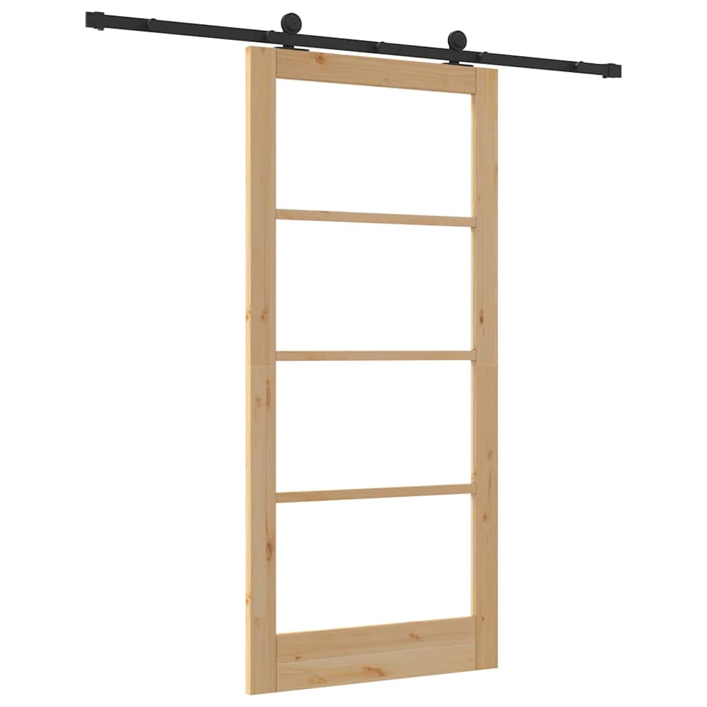 Porta Scorrevole ORKDAL Legno Naturale e Nero 93 x 202 cm