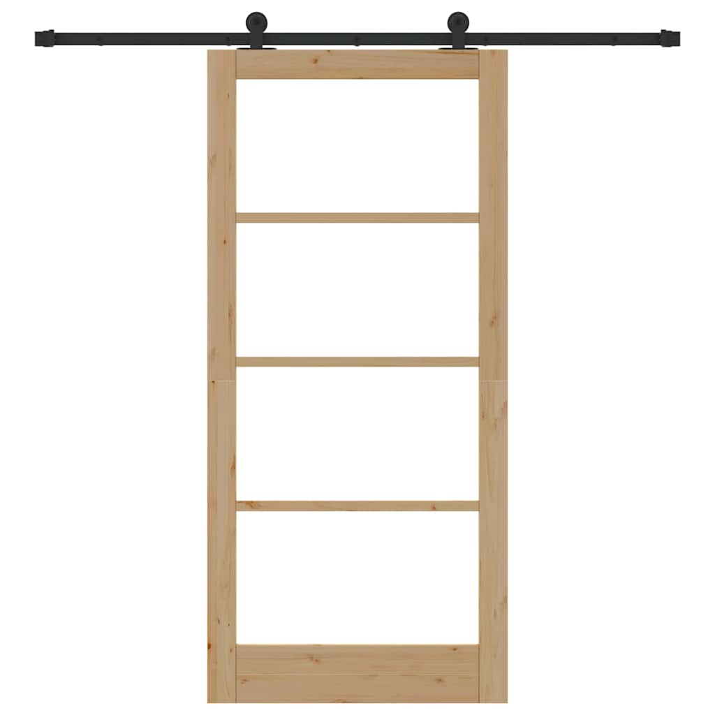 Porta Scorrevole ORKDAL Legno Naturale e Nero 93 x 202 cm