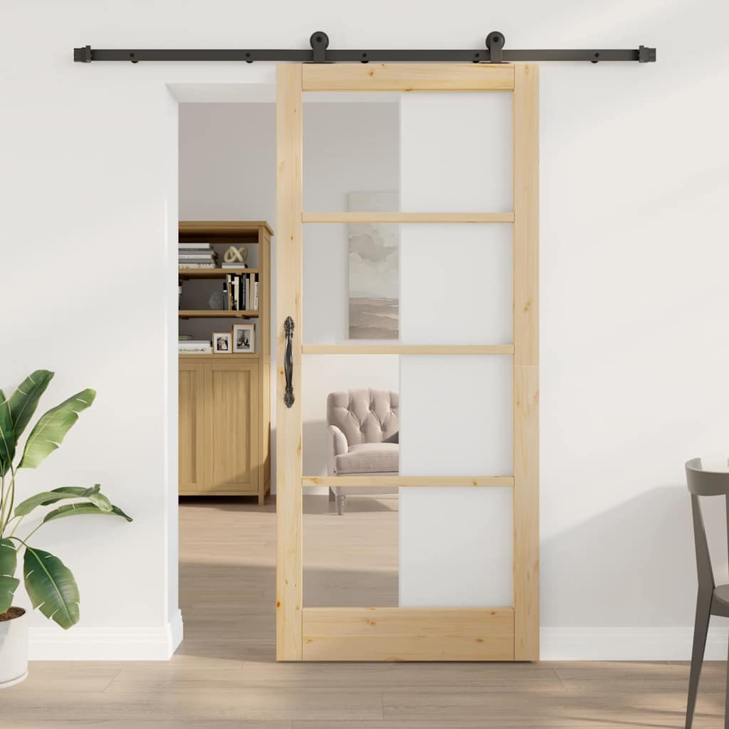 Porta Scorrevole ORKDAL Naturale e Nero 93 x 211 cm