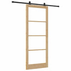Porta scorrevole ORKDAL legno massello pino e vetro temperato naturale nero 93x232 cm