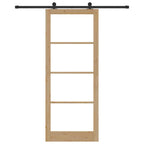 Porta scorrevole ORKDAL legno massello pino e vetro temperato naturale nero 93x232 cm