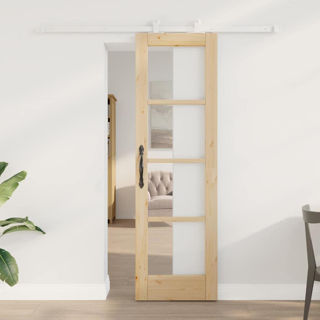 Porta scorrevole ORKDAL legno massello pino e vetro naturale 61 x 198,5 cm