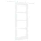 Porta scorrevole ORKDAL bianco 83 x 211 cm in legno massello di pino e vetro temperato