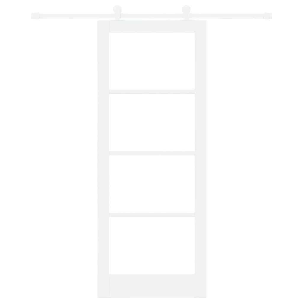 Porta scorrevole ORKDAL bianco 83 x 211 cm in legno massello di pino e vetro temperato