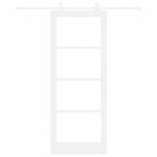 Porta scorrevole ORKDAL bianco 83 x 211 cm in legno massello di pino e vetro temperato