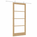Porta scorrevole ORKDAL legno massello pino e vetro 93 x 202 cm naturale