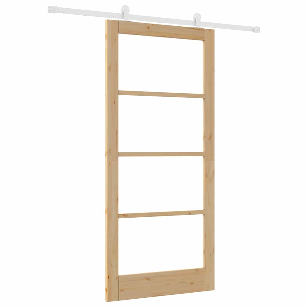Porta scorrevole ORKDAL legno massello pino e vetro 93 x 202 cm naturale