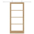 Porta scorrevole ORKDAL legno massello pino e vetro 93 x 202 cm naturale