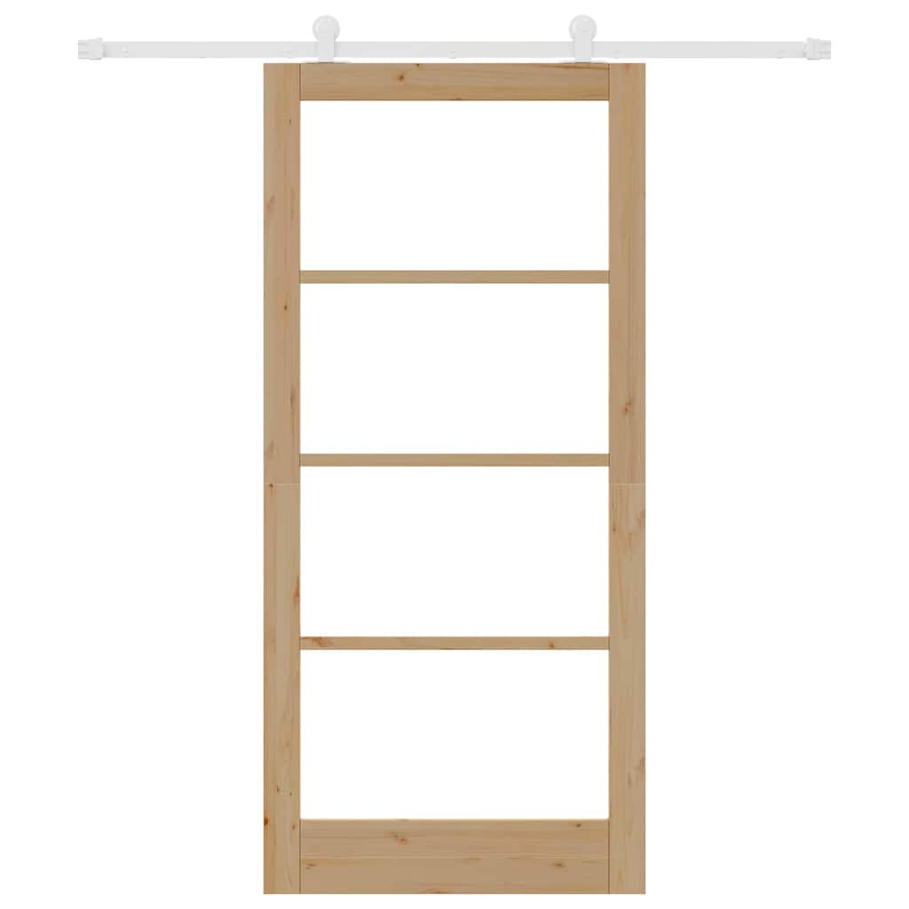 Porta scorrevole ORKDAL legno massello pino e vetro 93 x 202 cm naturale