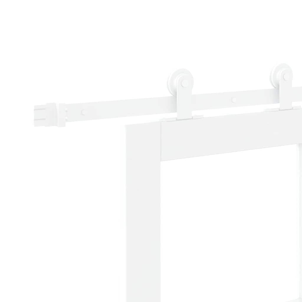 Porta Scorrevole ORKDAL Bianco 93 x 211 cm Legno Massello Pino e Vetro Temperato