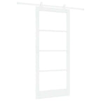 Porta Scorrevole ORKDAL Bianco 93 x 211 cm Legno Massello Pino e Vetro Temperato